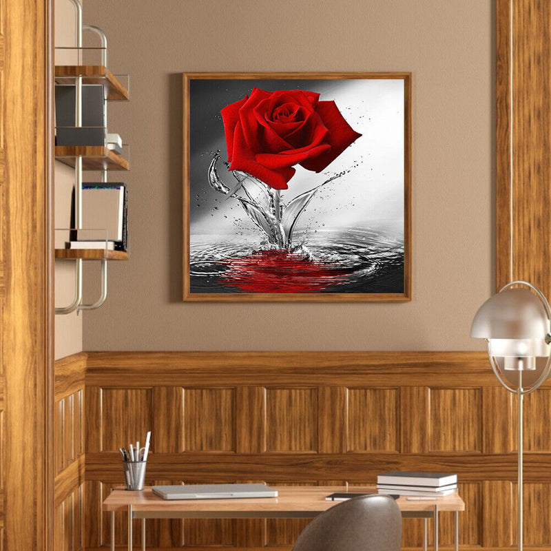 5D DIY Full Round Drill Diamond Painting Red Rose Mosaic Rhinestone Drawing