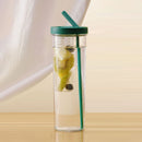 Plastic Water Bottle Straws Portable Tea Fruit Outdoor Travel Mug (Green) Newly