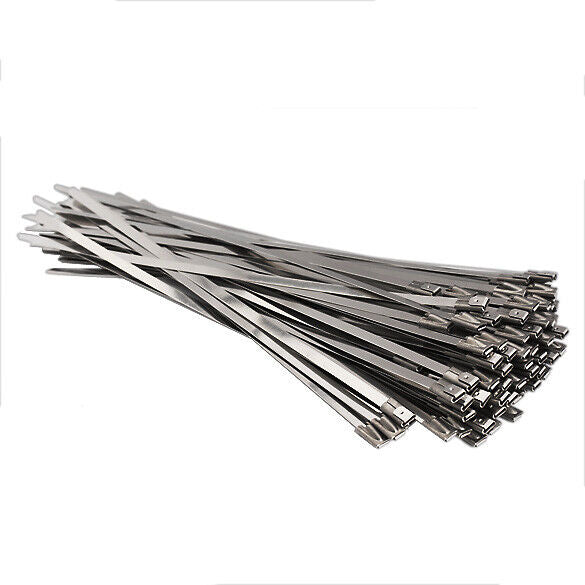 100PCS 4.6x200mm Stainless Steel Exhaust Wrap Coated Locking Cable Zip Ties