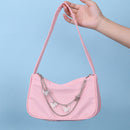 Fashion Women Pure Color Butterfly Chain Underarm Bag Hobos Handbag (Pink)
