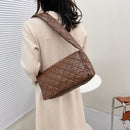 Female Quilted Cotton Padded Lattice Armpit Bag Large Capacity Tote Shoulder Bag
