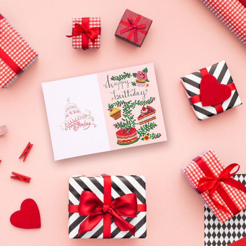 Special Shaped 5D Diamond Painting Happy Birthday Card DIY Postcard (KP022)