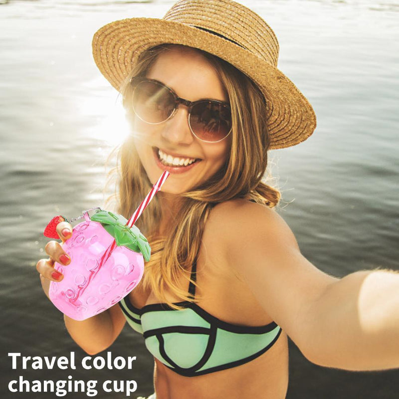 Strawberry Straw Cup-Leakproof Plastic Drinking Water Bottle Clear (1)