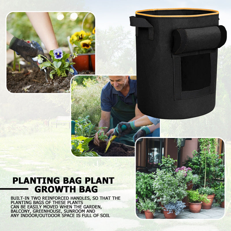 5 Pack Plant Grow Bags with Flap Potato Tomato Planting Pouch Non-Woven Fabric