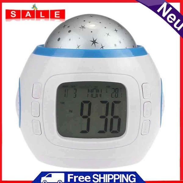 Music Starry Sky Projection Color Change Alarm Clock Night Light Projector Lamp