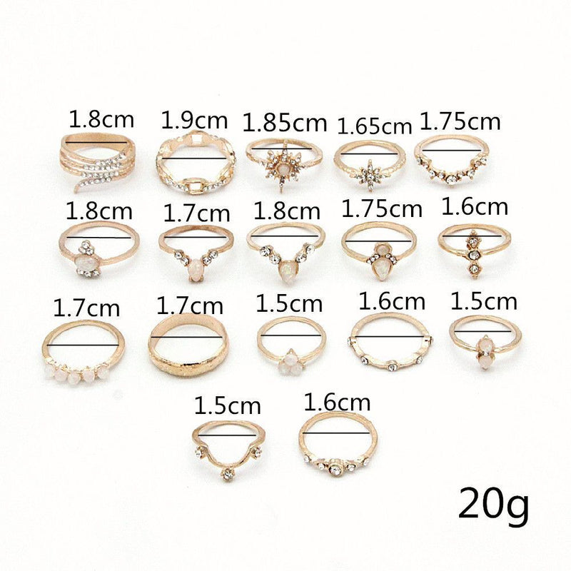 Women Girls Knuckle Ring Geometric Ring Set Opening Finger Ring Bohemian