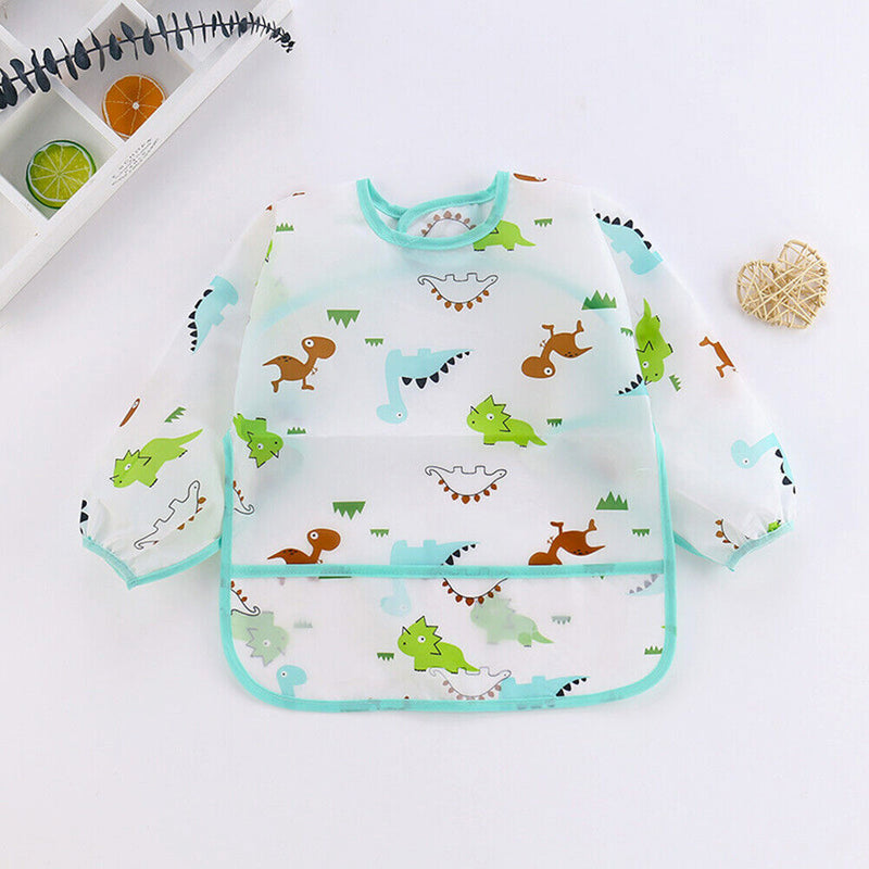 Baby Feeding Bibs Kids Waterproof Long Sleeve Coverall (0-3Years Dinosaur) Newly