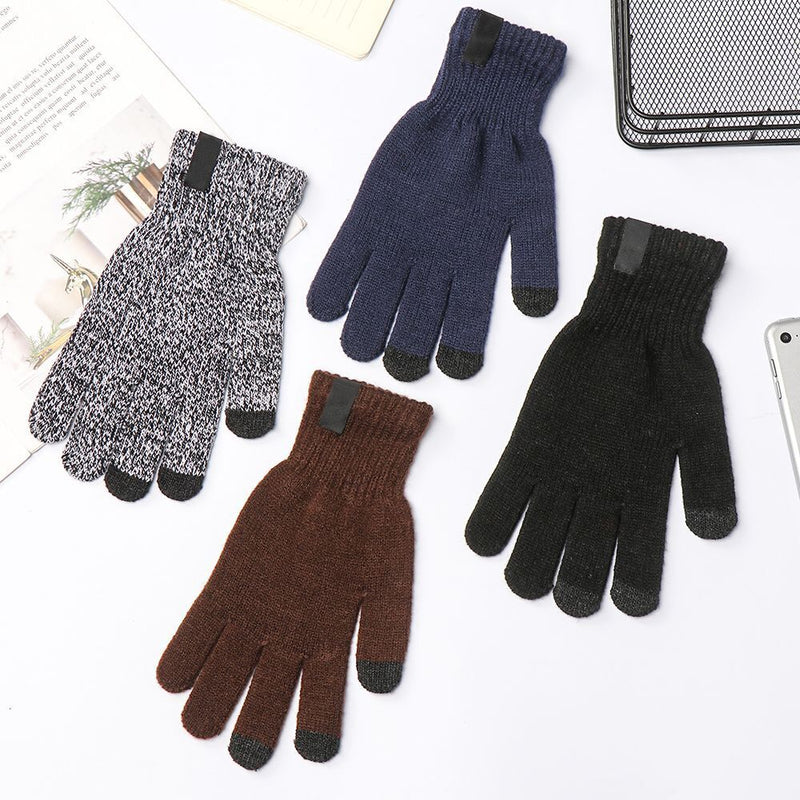 Women Thick Plush Knitted Wool Mitts Full Finger Mittens Sport Cycling Gloves