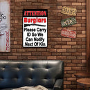 Retro Dual Color Warning Metal Plate Painting for Bar Tin Plaques Wall Sign
