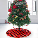 Christmas Tree 35 inch Cover Carpet Skirt Black Red Plaid Xmas Home Ornaments