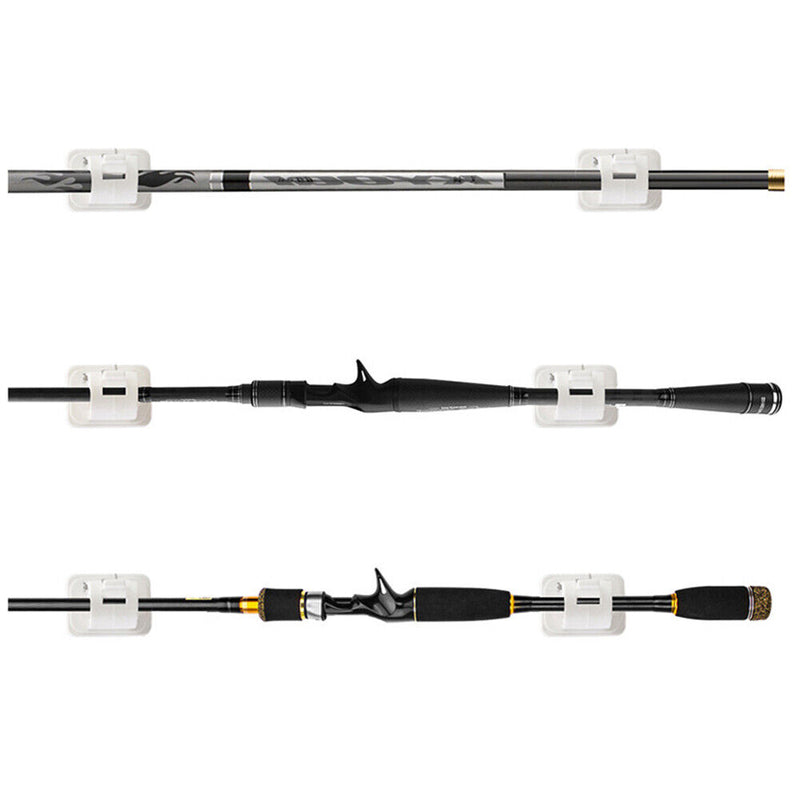 2pcs Wall Mounted Fishing Rod Racks Storage Clips Clamps Holder Rack Organi