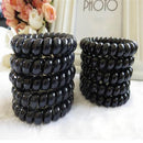 Fashion Women Girls Black Extendable Hair Ties Telephone Wire Rubber Hair Rope