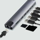 8 in 1 USB C Hub 100m Ethernet Port Adapter for Macbook Notebook Laptop Com