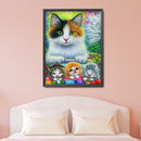 5D DIY Diamond Painting Cats Animal Full Round Drill Rhinestone Mosaic Pict
