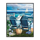 11CT Printed Full Cross Stitch DIY Sea Chair Hand Painting Room Decor 40x50cm