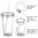 Transparent Drink Tea Milk Mug Water Bottle With Lid Drinking Cup Straw Cup