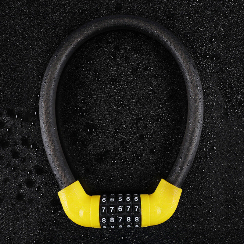 5-Digit Bike Combination Locks Scooter Wire Lock (Black+Yellow 17.2x570mm) Newly