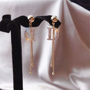 Stud Earrings Ear Stud Luxury Crystal Letter D Earrings Drop Long Tassel