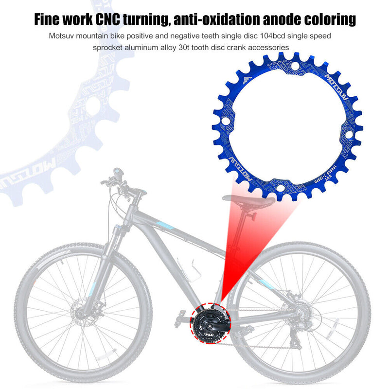 MOTSUV 104BCD Bicycle Chainring 30T MTB Bike Chain Wheel Crank Part (Blue) Newly