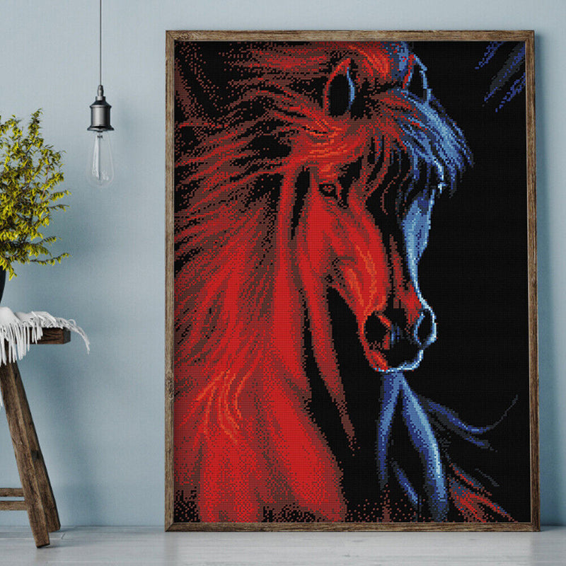Full Embroidery DIY 14CT Stamped Canvas Art Cross Stitch Ice Fire Kit Ornam
