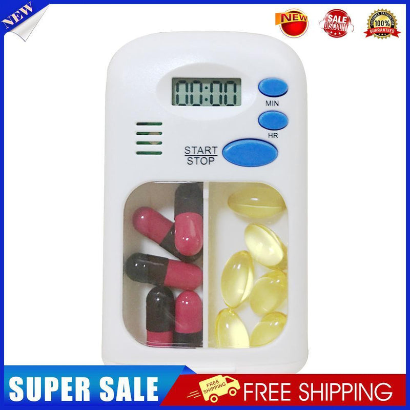 2 Grid Pill Box Alarm DIY Digital Portable Pill Organizer Timing Reminder
