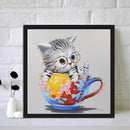 5D DIY Full Drill Diamond Painting Cup Cat Cross Stitch Embroidery Home Dec