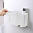 Phone Charge Organizer Wall Mounted Punch Free Remote Control Rack (White)