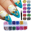 1set Nail Art Flowers Decor DIY Rose Glitter Nail Jewelry w/ Tweezer F6J1