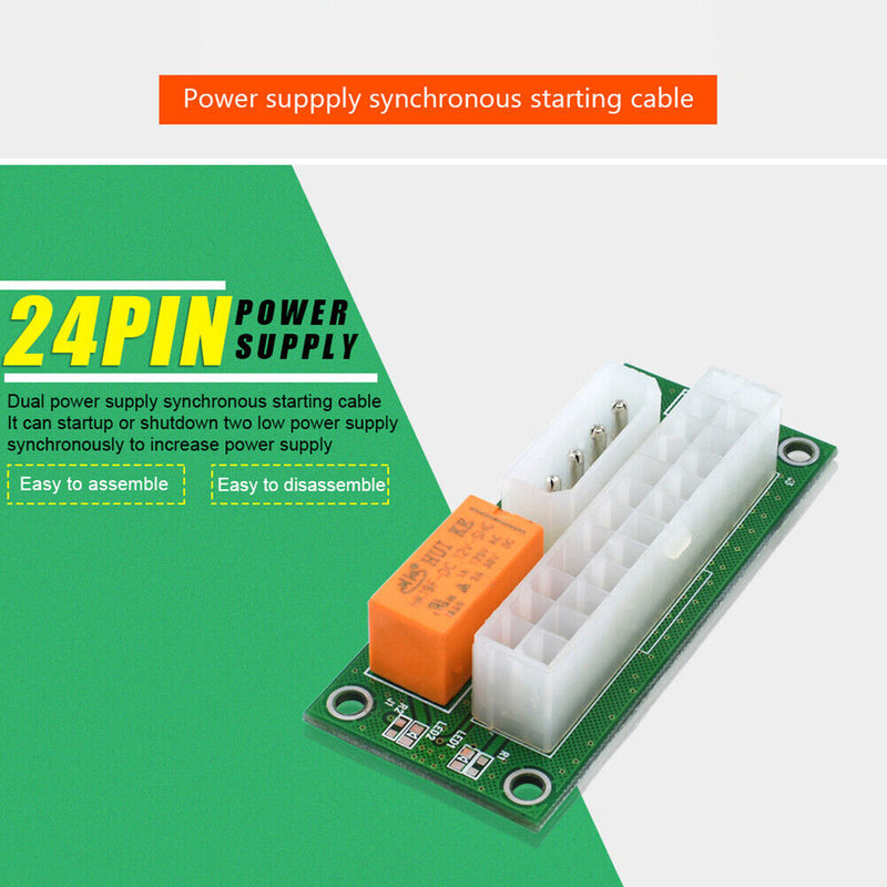 Add2psu ATX 24Pin to 4 Pin/SATA Dual PSU Power Supply Sync for BTC Miner Mining