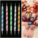 5PCS Beauty Marbleizing DIY 2 Way Painting Manicure Tools Nail Art Dotting Pen