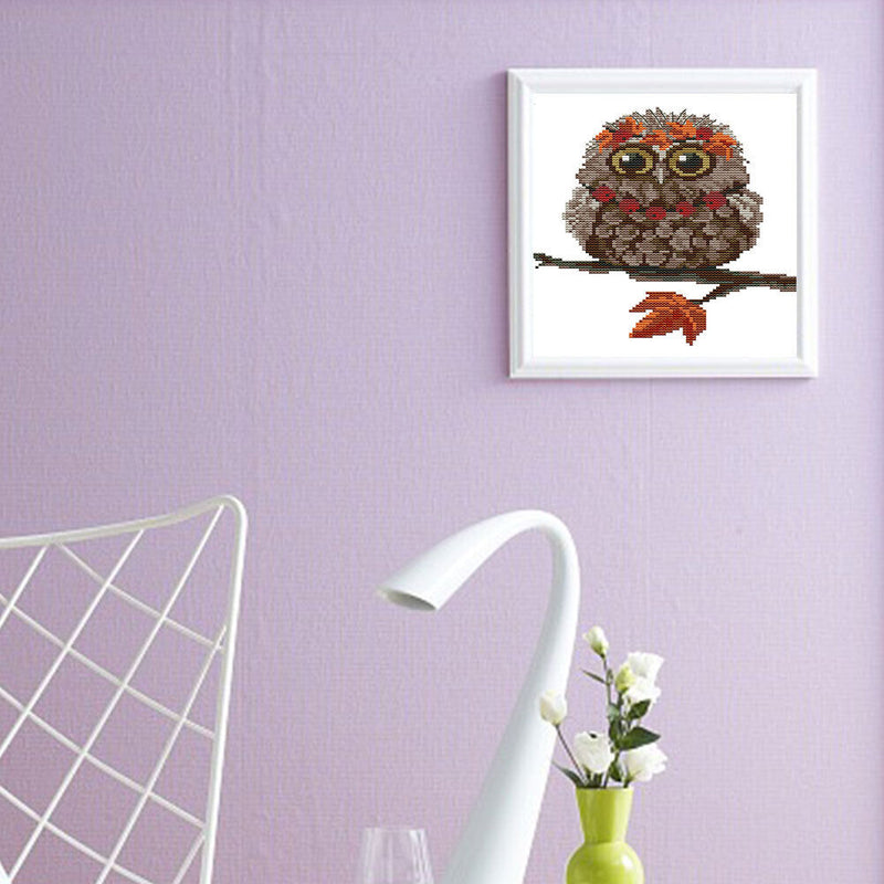 #A Owl Pattern Partial Cross Stitch 14CT DIY Printed Embroidery Kits Home Decor