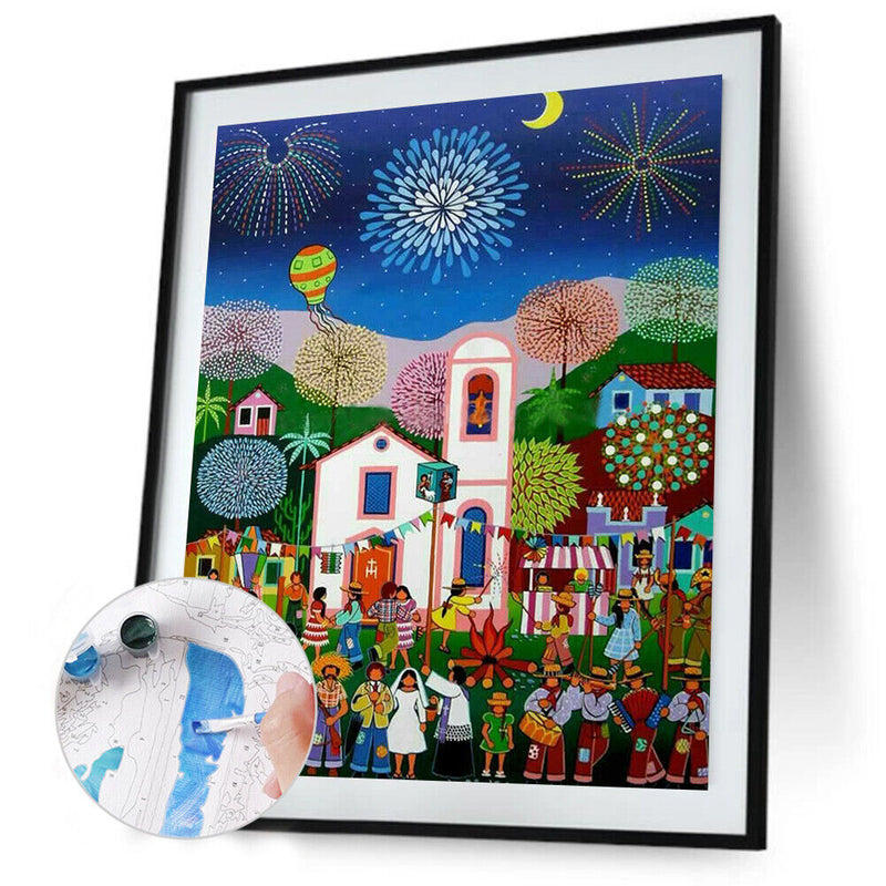 Frameless Digital Oil DIY Nature House Paint By Numbers Hand Painted Picture Kit