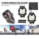 19 Studs Ice Gripper Spikes Stainless Steel Climbing Crampons (Black XL)