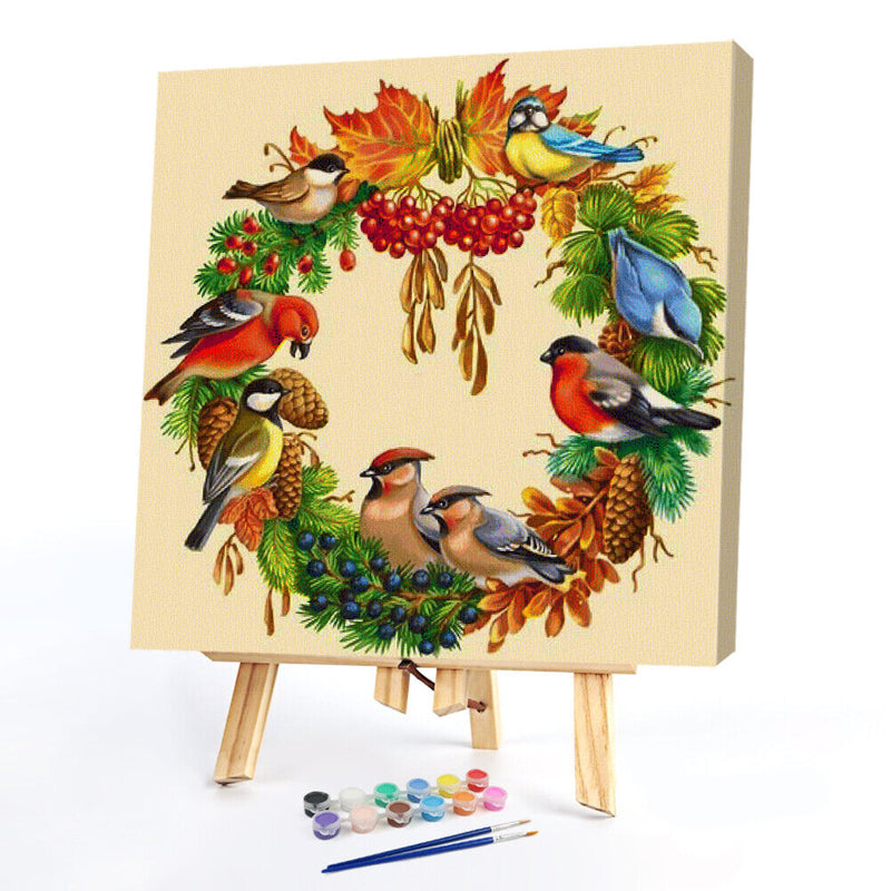 Oil Paint by Numbers Kit Bird Garland DIY Picture Drawing Art Wall Craft Gifts