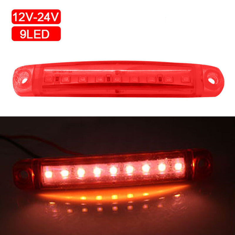 2pcs 9 LED Truck Side Marker Light Tail Parking Turn Signal Lamp (Red) Newly