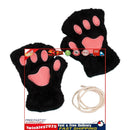 Cat Paw Gloves Durable Plush Cat Paw Fingerless Faux Fur Gloves (Black) Newly