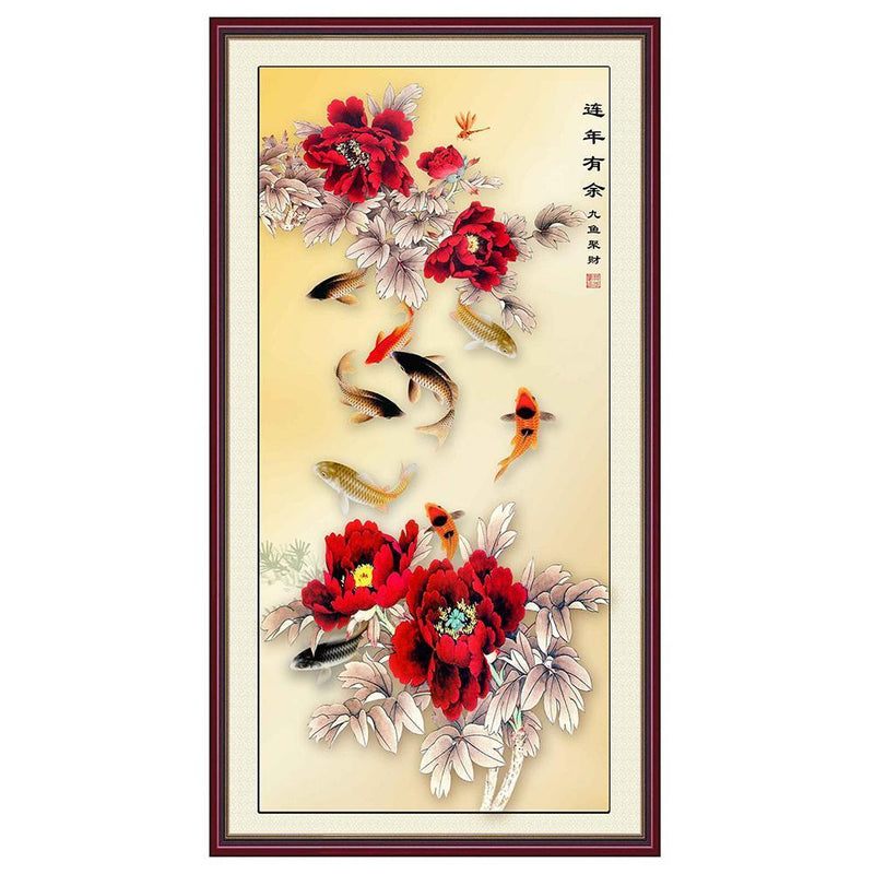 30*50cm DIY Diamond Embroidery Fish Diamond Painting Cross Stitch Chinese M