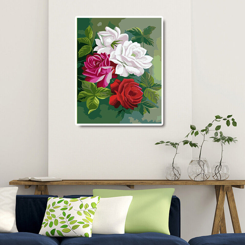 Painting By Numbers Flower Hand Painted Oil Drawing Wall Picture DIY Decor Kit