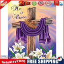 Diamond Painting Kit Purple Scarf on Cross 5D Full Round Rhinestone Picture