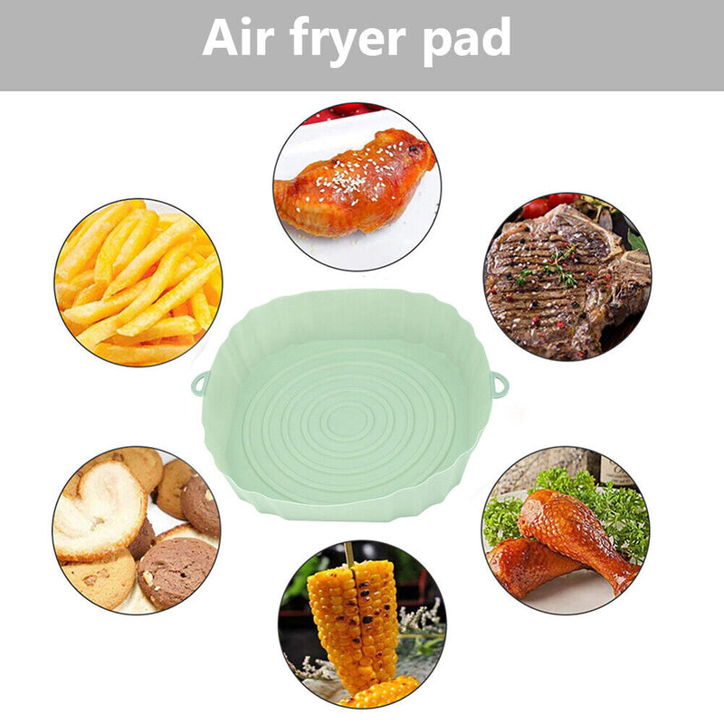 Silicone Air Fryer Liner Reusable Oven Baking BBQ Fryer Pan Mat (Green)
