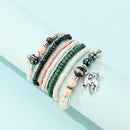 Ladies Bohemian Layered Hand Chain Multi Layers Beaded Pony Pendant Bracelet