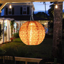 10 inch LED Round Solar Lantern Waterproof Hanging Decor (Red Flower B) Newly