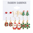 Christmas Earrings Set 12 Pcs Santa Tree Reindeer Snowflake Deer Jewelry Gift*