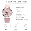 Women Casual Quartz Minimal Leather Round Dial Analog Wristwatch (Pink)