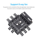 1 to 8 Computer Case Fan Hub 4PIN D-type Cooling Speed Controller for 8-way Fans