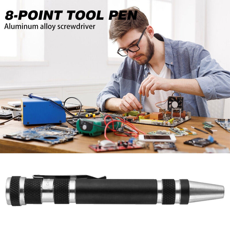 8 in 1 Multiuse Precision Pen Screwdriver Hand Repair Tools Kit (Black) Newly