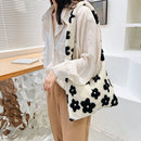 Female Fluffy Fashion Hit Color Coin Wallet Winter Mobile Phone Top-handle Bag
