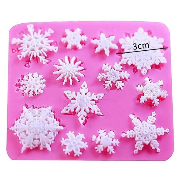 Winter Snowflake Stars Silicone Fondant Mold Cake Decorating Border Baking Icing