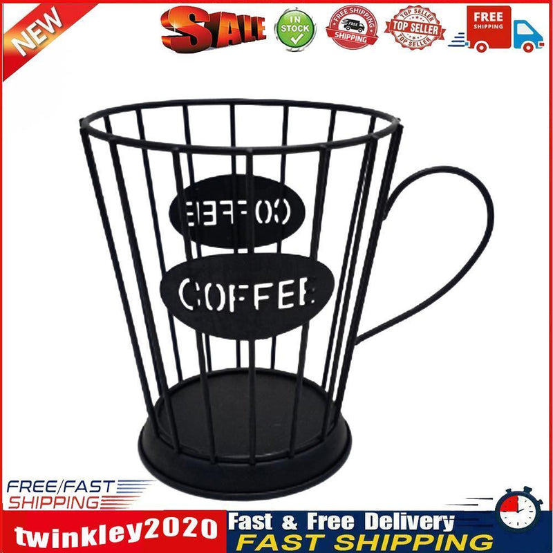 Coffee Cup Shape Retro Coffee Capsule Storage Basket for Home Cafe (Black) Newly