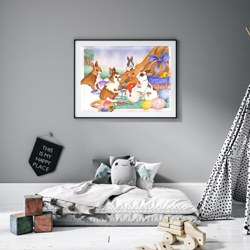 Easter Bunny Oil Paint By Numbers Kits DIY Canvas Picture Holiday Drawing